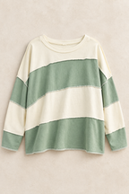 Butter Green oversized color block pullover flat lay