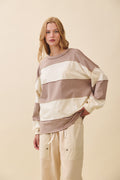 Latte Butter Oversized Color Block Pullover
