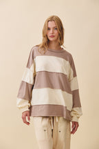 Latte Butter Oversized Color Block Pullover alternate view