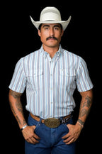 The Jake in Blue - Short Sleeve Pearl Snap Shirt