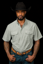 The Carson in Grey Green - Short Sleeve Pearl Snap Shirt