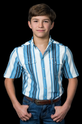 Kid's Harrison in Blue Short Sleeve Pearl Snap - Blue