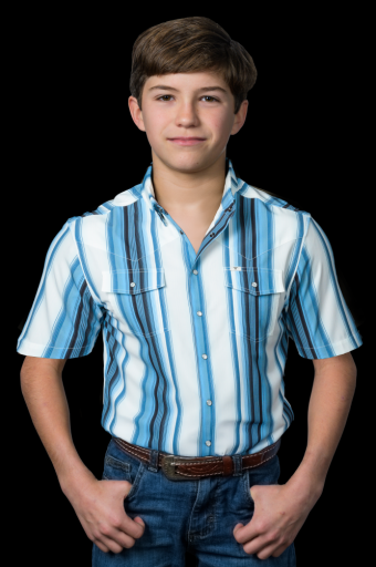 Kid's Harrison in Blue Short Sleeve Pearl Snap - Blue