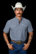 The Colton in Blue - Short Sleeve Pearl Snap