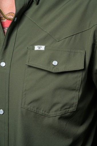 Core - Men's Olive Green Long Sleeve Pearl Snap Shirt - product image 3