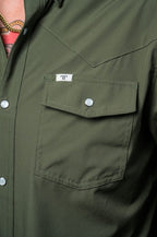 Core - Men's Olive Green Long Sleeve Pearl Snap Shirt - product image 3