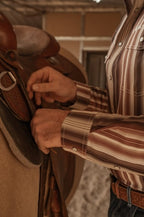 The Harrison in Brown - Long Sleeve Snap Shirt