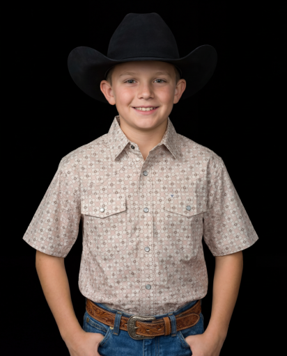 Kid's Callen Short Sleeve Pearl Snap - Brown