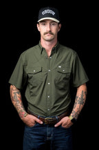 Core - Men's Olive Green Short Sleeve Pearl Snap Shirt
