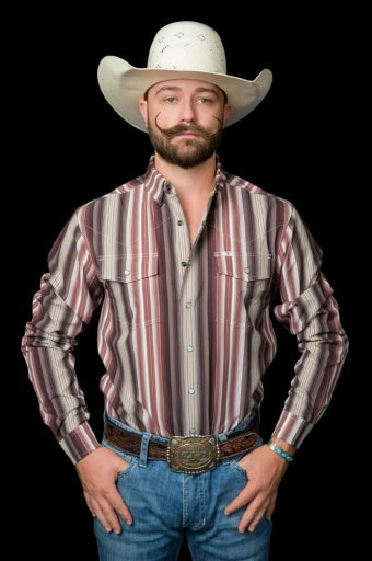 The Harrison in Brown - Long Sleeve Snap Shirt
