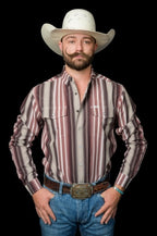The Harrison in Brown - Long Sleeve Snap Shirt