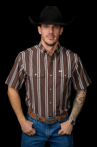 The Tucker - Brown Short Sleeve Snap Shirt