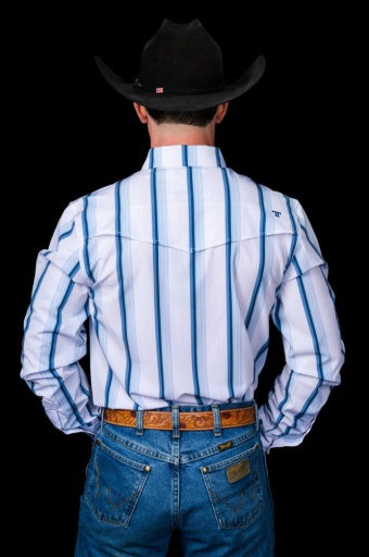 The Tristan Long Sleeve Pearl Snap Shirt in Blue - product image 2