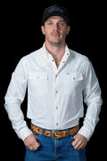 Core - Men's White Long Sleeve Pearl Snap Shirt - White
