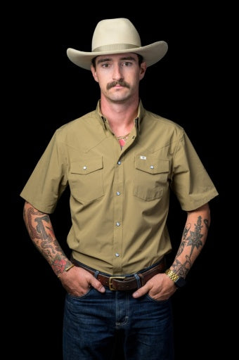 Core - Men's Khaki Short Sleeve Pearl Snap Shirt - Khaki