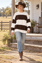 White Brownie Oversized Color Block Pullover farmhouse lifestyle