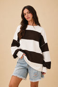 White Brownie Oversized Color Block Pullover front view